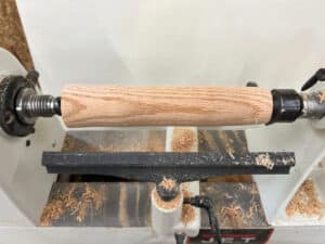 wood blank cylinder on lathe