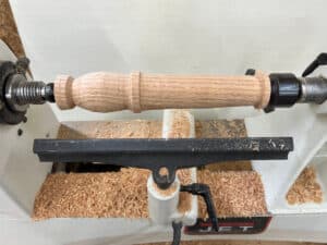 roughed in garden dibber shape on lathe